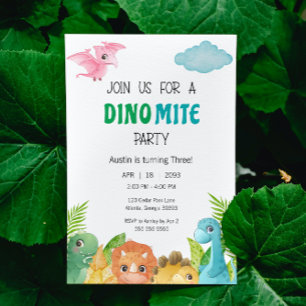 Convite de Aniversário para Dino Mite Dinossaur