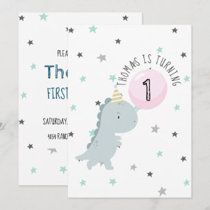 Convite de Aniversário para Dinossauro Cute Person