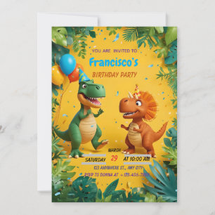 Convite de Aniversário para Dinossauros - Selva Ki