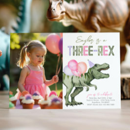 Convite de Aniversário para Dinossauros Três Rex