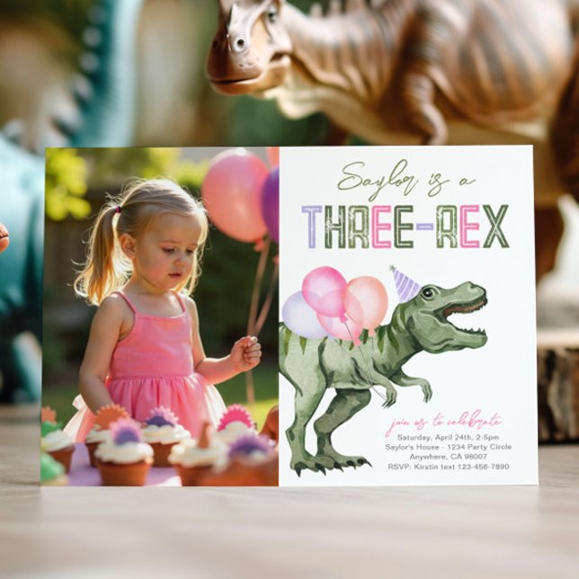 Convite de Aniversário para Dinossauros Três Rex (Criador carregado)
