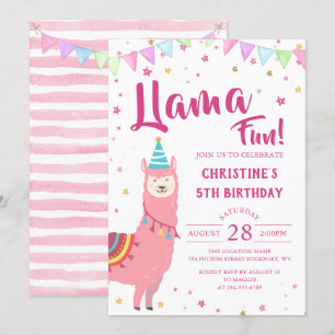 Convite de aniversário para diversão de Llama ro