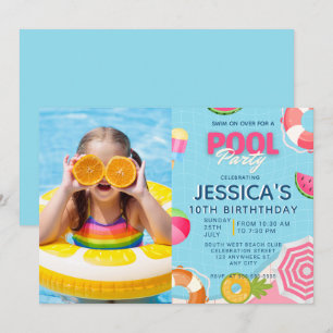 Convite de Aniversário para Dividir Piscina de Abe