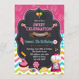 Convite de aniversário para doces
