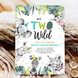 Convite de Aniversário para Dois Animais Safari Se