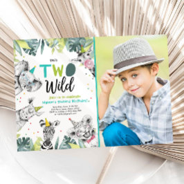 Convite de Aniversário para Dois Animais Safari Se