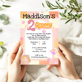 Convite de Aniversário para Duas Garotas de Groovy