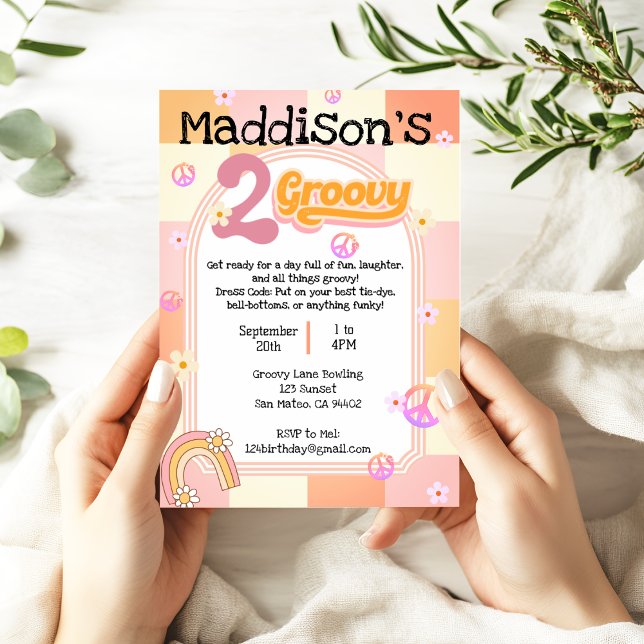 Convite de Aniversário para Duas Garotas de Groovy (Criador carregado)