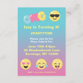 Convite de aniversário para Emoji Ombre Girly