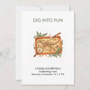 Convite de Aniversário para Escavação de Fósseis D