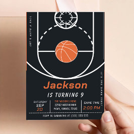 Convite de aniversário para esportes de basquete