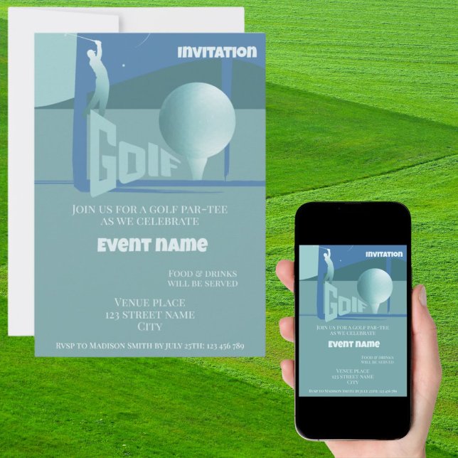 Convite de aniversário para evento de golfe par-te (Criador carregado)