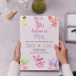 Convite de Aniversário para Fadas Láteas Douradas