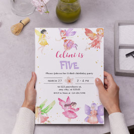 Convite de Aniversário para Fadas Láteas Douradas