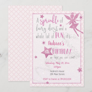 Convite de Aniversário para Fadas Rosa