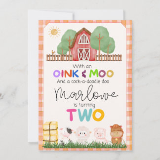 Convite de Aniversário para Fazendas de Oink & Moo