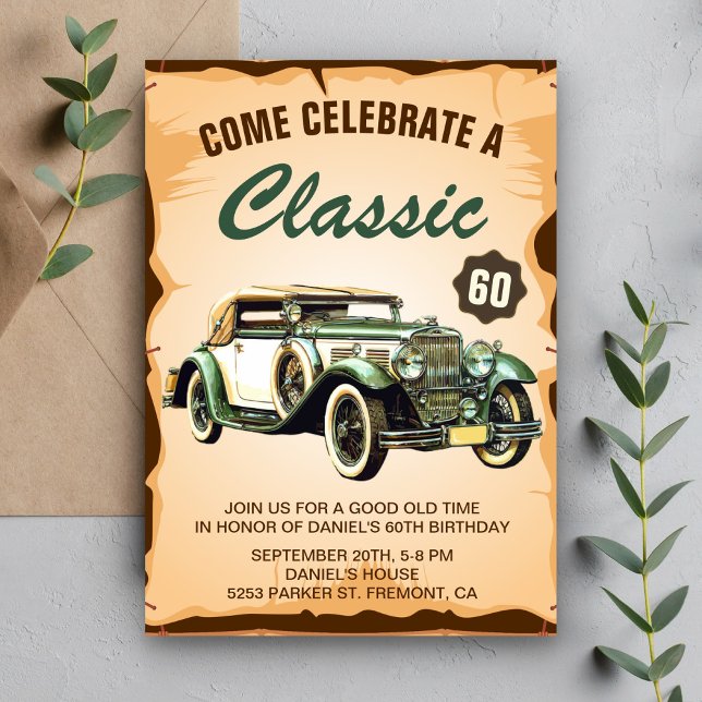 Convite de Aniversário para Festa Clássica de Carr (Criador carregado)