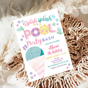 Convite de Aniversário para Festa Colorida na Pisc