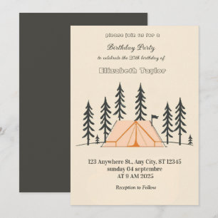 convite de aniversário para festa de camping de es