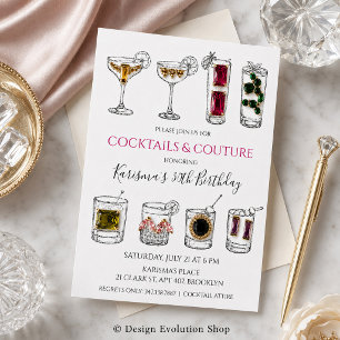 Convite de Aniversário para Festa de Cocktail Fash