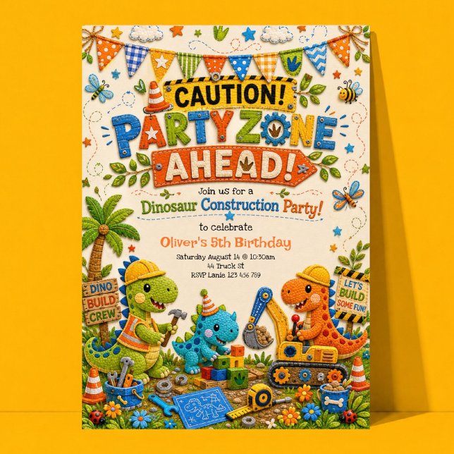 Convite de Aniversário para Festa de Construção de (Criador carregado)
