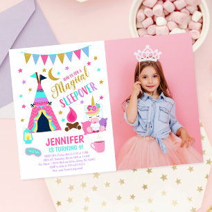 Convite de Aniversário para Festa de Dormir de Uni