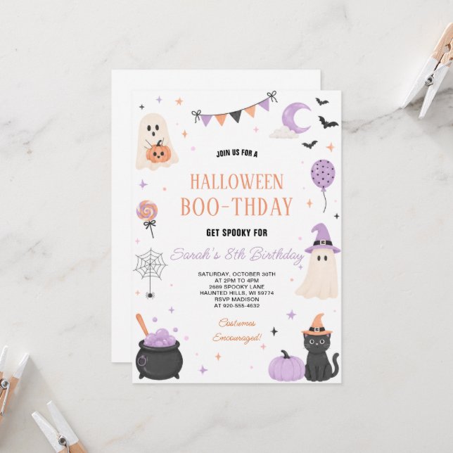 Convite de Aniversário para Festa de Fantasmas de  (Frente/Verso In Situ)