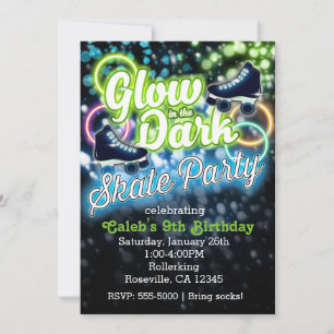 Convite de Aniversário para Festa de PATINS de men