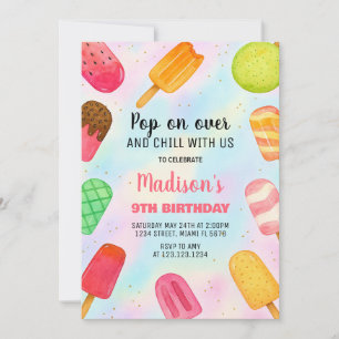 Convite de Aniversário para Festa de Picolé