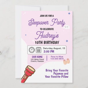 Convite de Aniversário para Festa de Pijamas com P