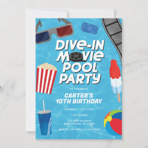 Convite de Aniversário para Festa de Piscina com F