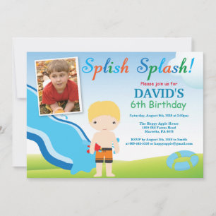 Convite de Aniversário para Festa de Piscina com T