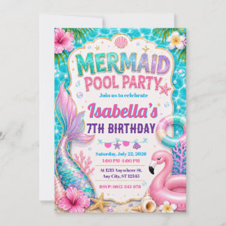 Convite de Aniversário para Festa de Piscina da Se