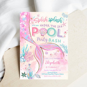 Convite de Aniversário para Festa de Piscina da Se