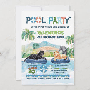 Convite de Aniversário para Festa de Piscina de An