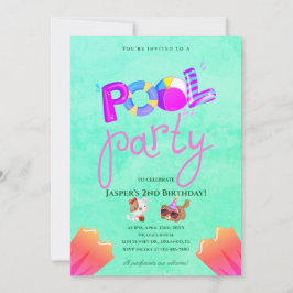 Convite de Aniversário para Festa de Piscina de Ca