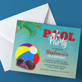 Convite de Aniversário para Festa de Piscina de Di