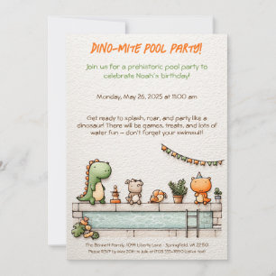 Convite de Aniversário para Festa de Piscina de Di
