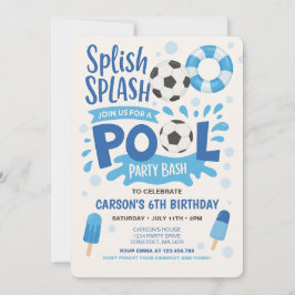 Convite de Aniversário para Festa de Piscina de Fu