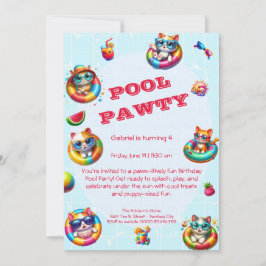Convite de Aniversário para Festa de Piscina de Ga