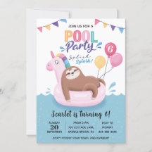 Convite de Aniversário para Festa de Piscina de La