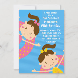Convite de Aniversário para Festa de Piscina de M