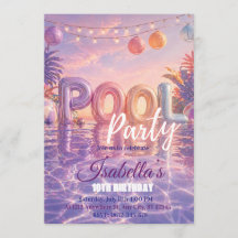 Convite de Aniversário para Festa de Piscina de Me