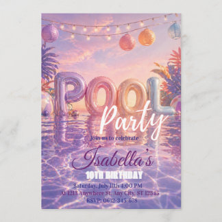 Convite de Aniversário para Festa de Piscina de Me