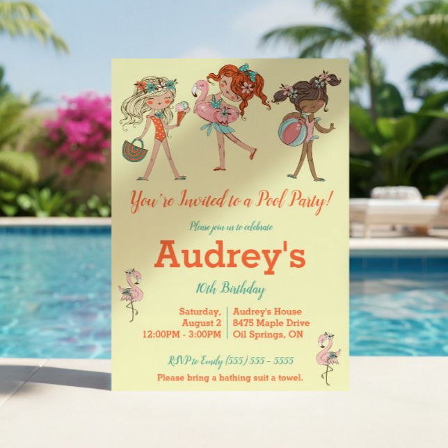 Convite de Aniversário para Festa de Piscina de Me (Criador carregado)