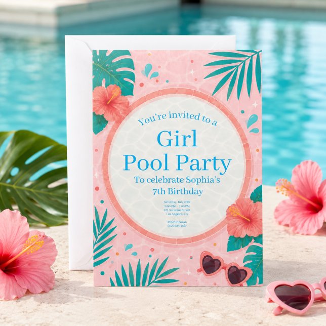 Convite de Aniversário para Festa de Piscina de Me (Criador carregado)