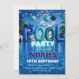 Convite de Aniversário para Festa de Piscina de Me