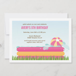 Convite de Aniversário para Festa de Piscina de Q