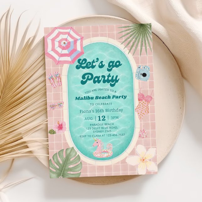 Convite de Aniversário para Festa de Piscina de Ve (Criador carregado)