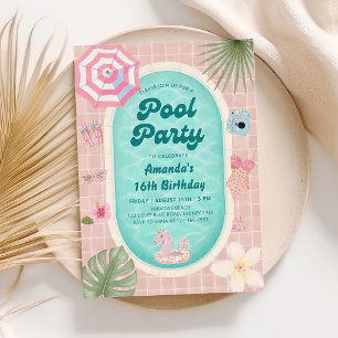Convite de aniversário para festa de piscina de ve
